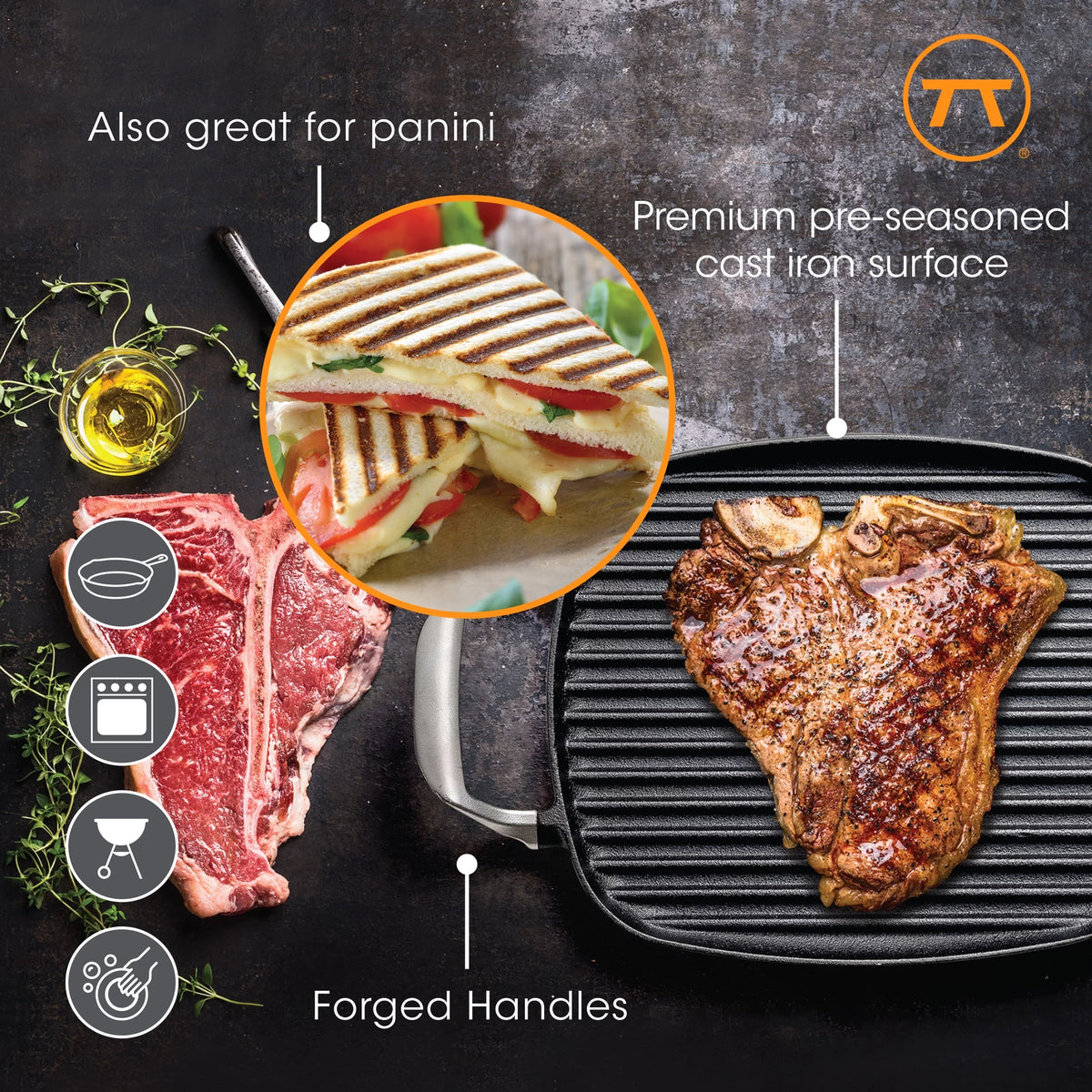 Cast Iron Grill Pan With Ridges G77595