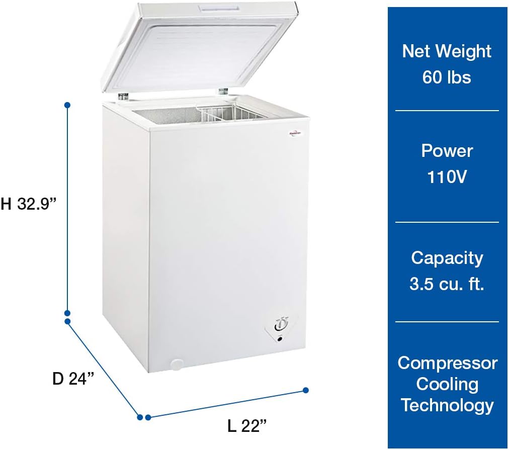 Compact Chest Freezer with Flip-Up Lid, 3.5 Cubic Feet Capacity Q257656