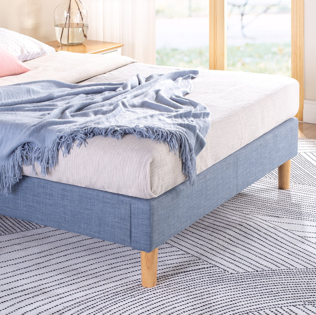 Queen Blue Slate Upholstered Platform Bed Frame K4949
