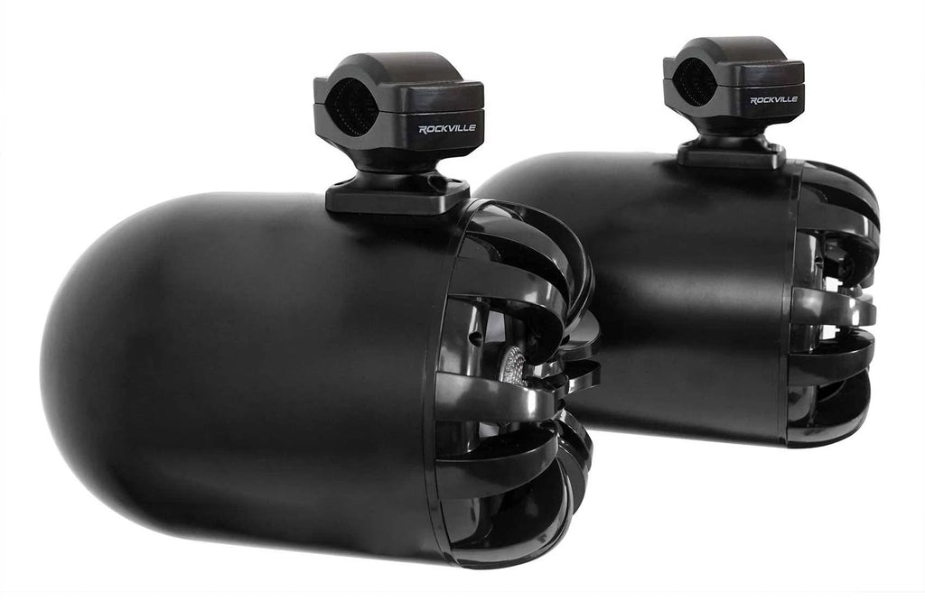 Rockville WB65 Black 6.5x22 600W Metal Marine Wakeboard Swivel Tower Speakers D87644