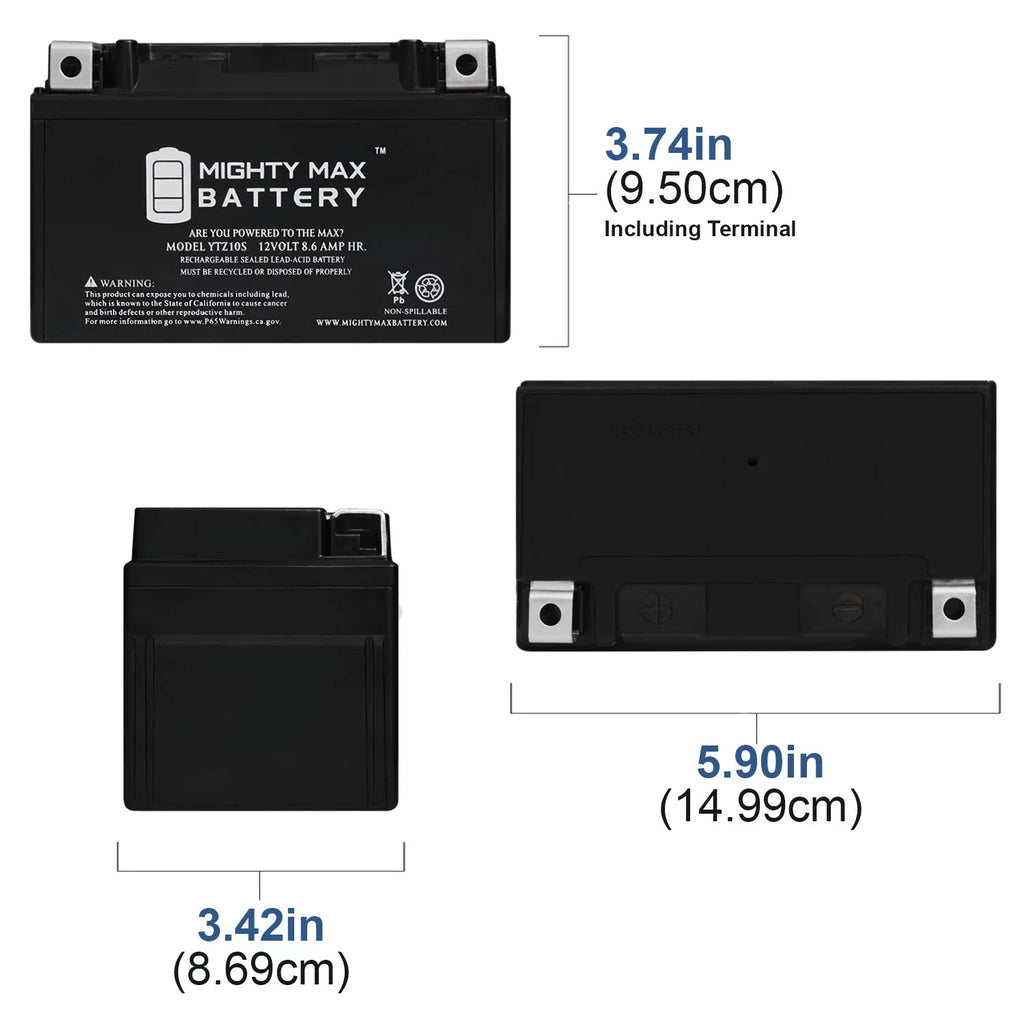 YTZ10S Battery + 12V 2Amp Charger W98907