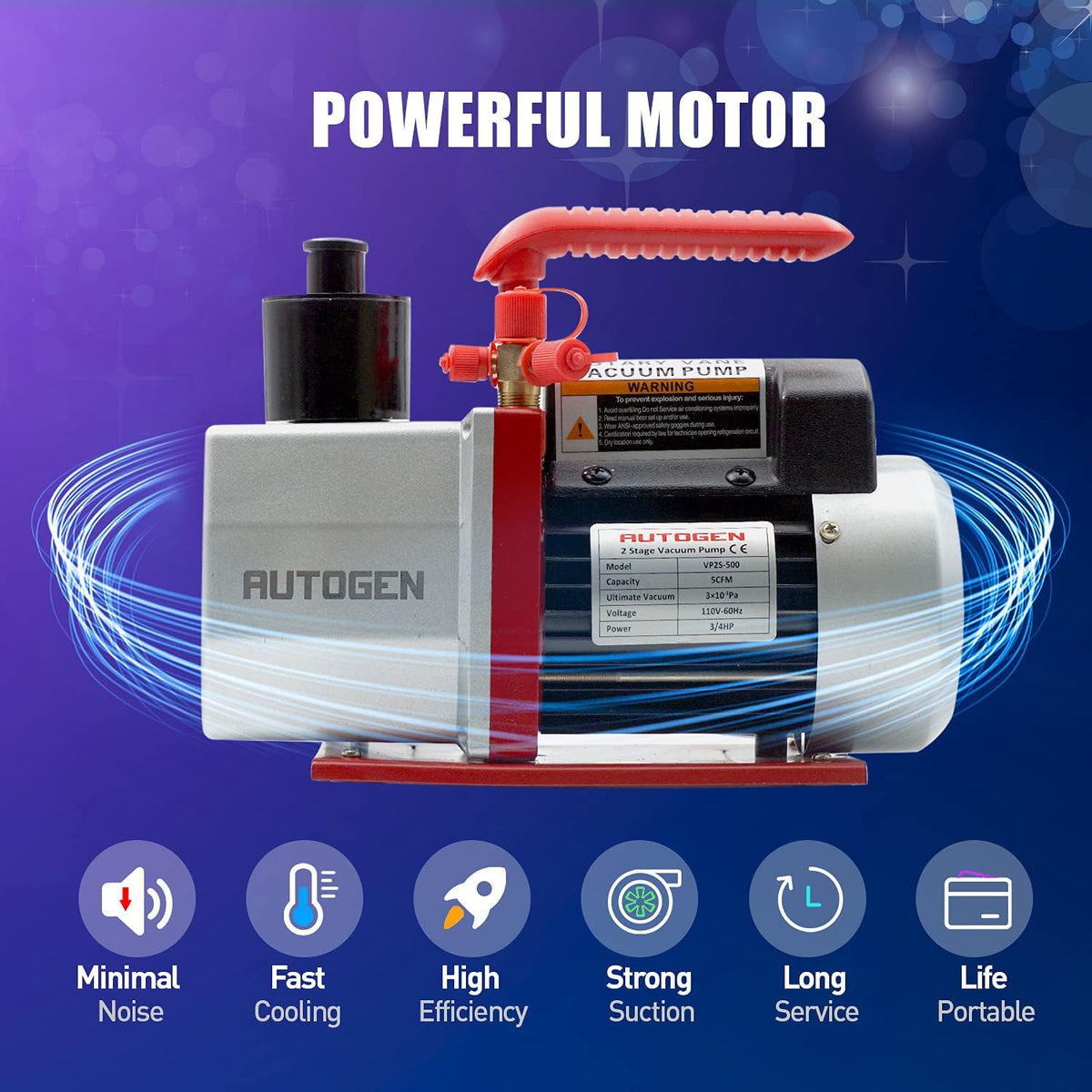 2-Stage Air Vacuum Pump 5CFM 3/4HP 0.3 Pa H123221