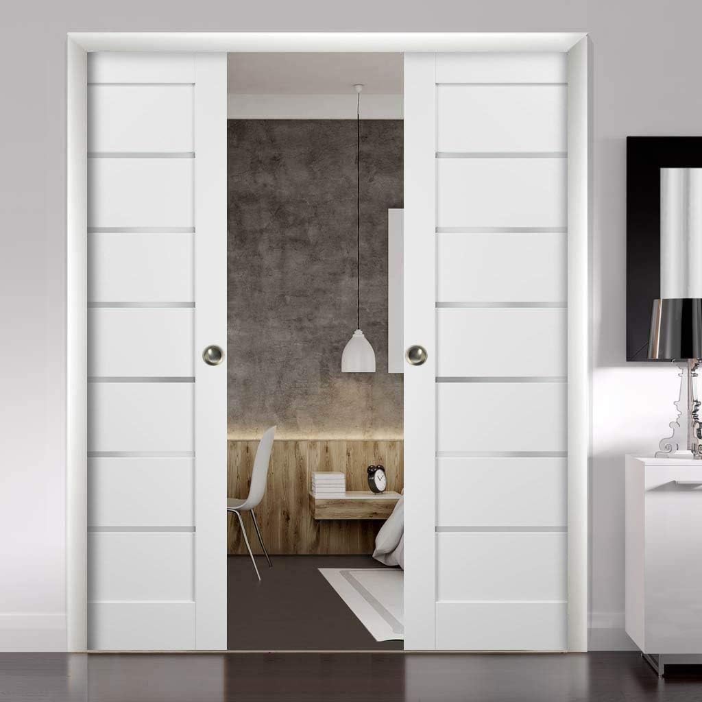 White Silk Frosted Opaque Glass Barn Door Panel 30 x 84 I936544
