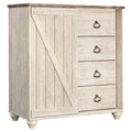 Whitewash 4 Drawer Door Chest S775