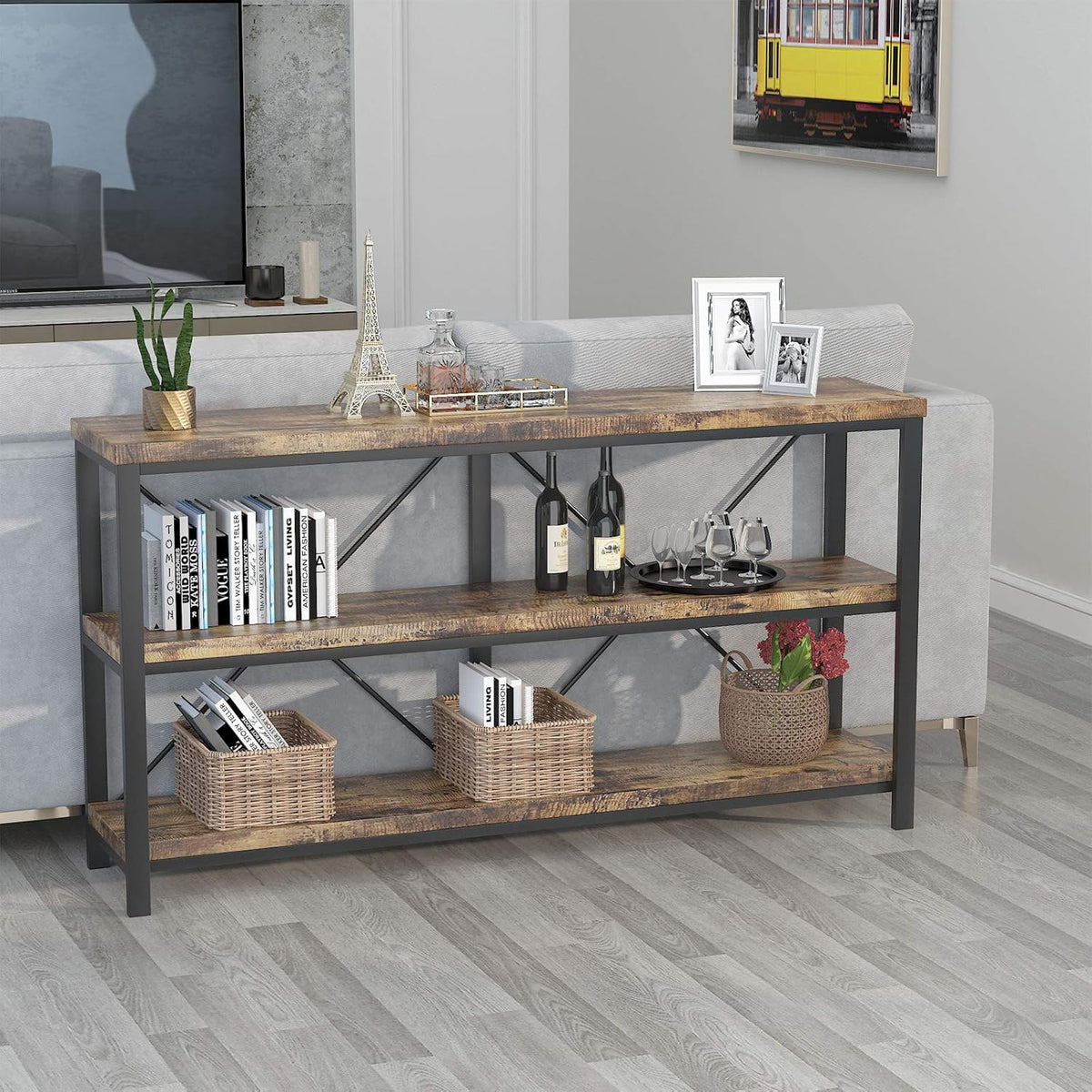 Rustic 3-Tier Console Sofa Table D533