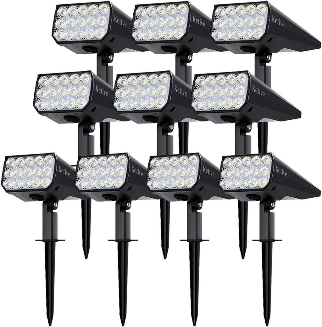 15 LEDs IP65 Waterproof Adjustable Solar Landscape Spotlights 10 Pack L3865