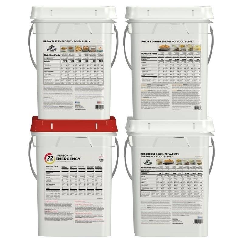 4-Pail Food Variety Kit with Survival Gear T3717