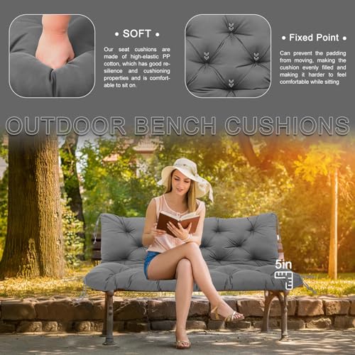 Grey 60 inch 2-3 Seater Waterproof Patio Swing Cushions with Backrest Ties W4155