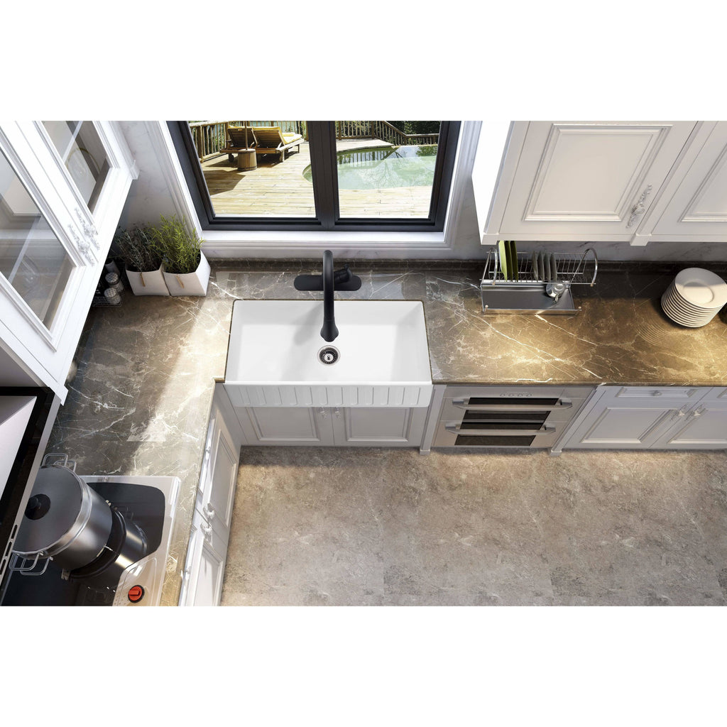 White Single Basin Kitchen Sink Z7218