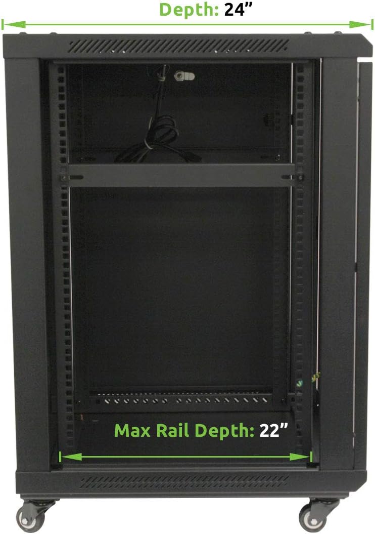15U Wall Mount Server Cabinet with Glass Door and Casters F92684