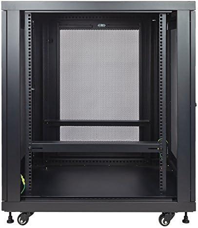 18U Perforated Door Rack Enclosure Cabinet with Casters Black V68692