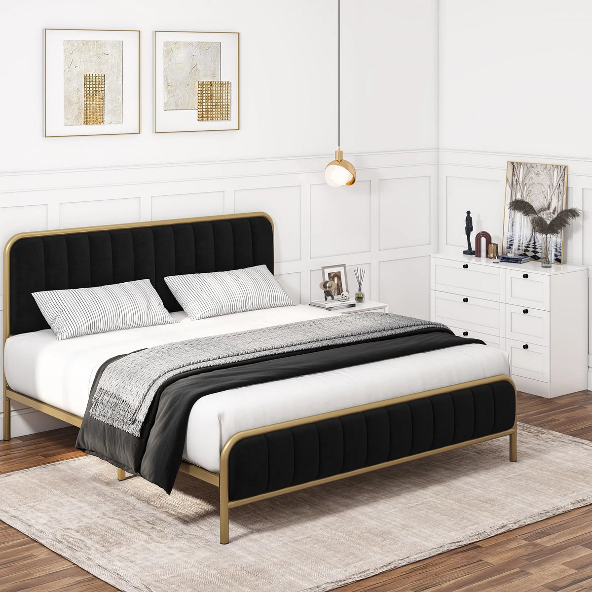 Queen Size Tufted Upholstered Bed Frame V4646