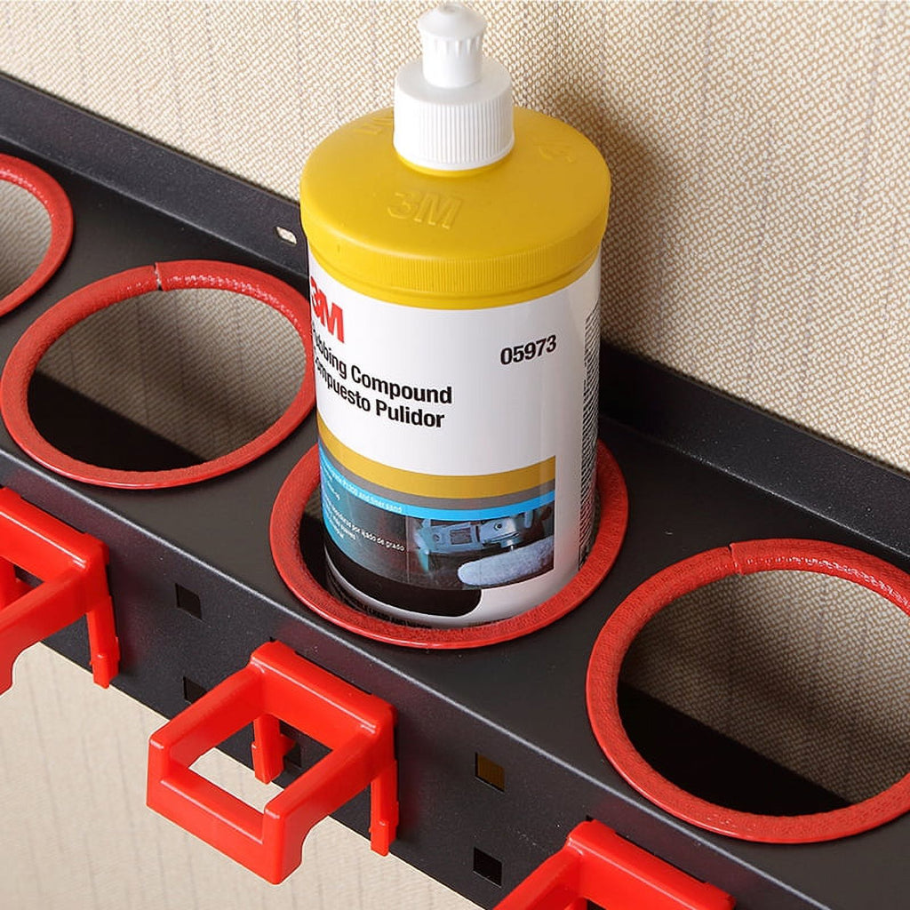 Wall-mounted Spray Bottle Storage Rack with 5 Plastic Hanging Hooks P193