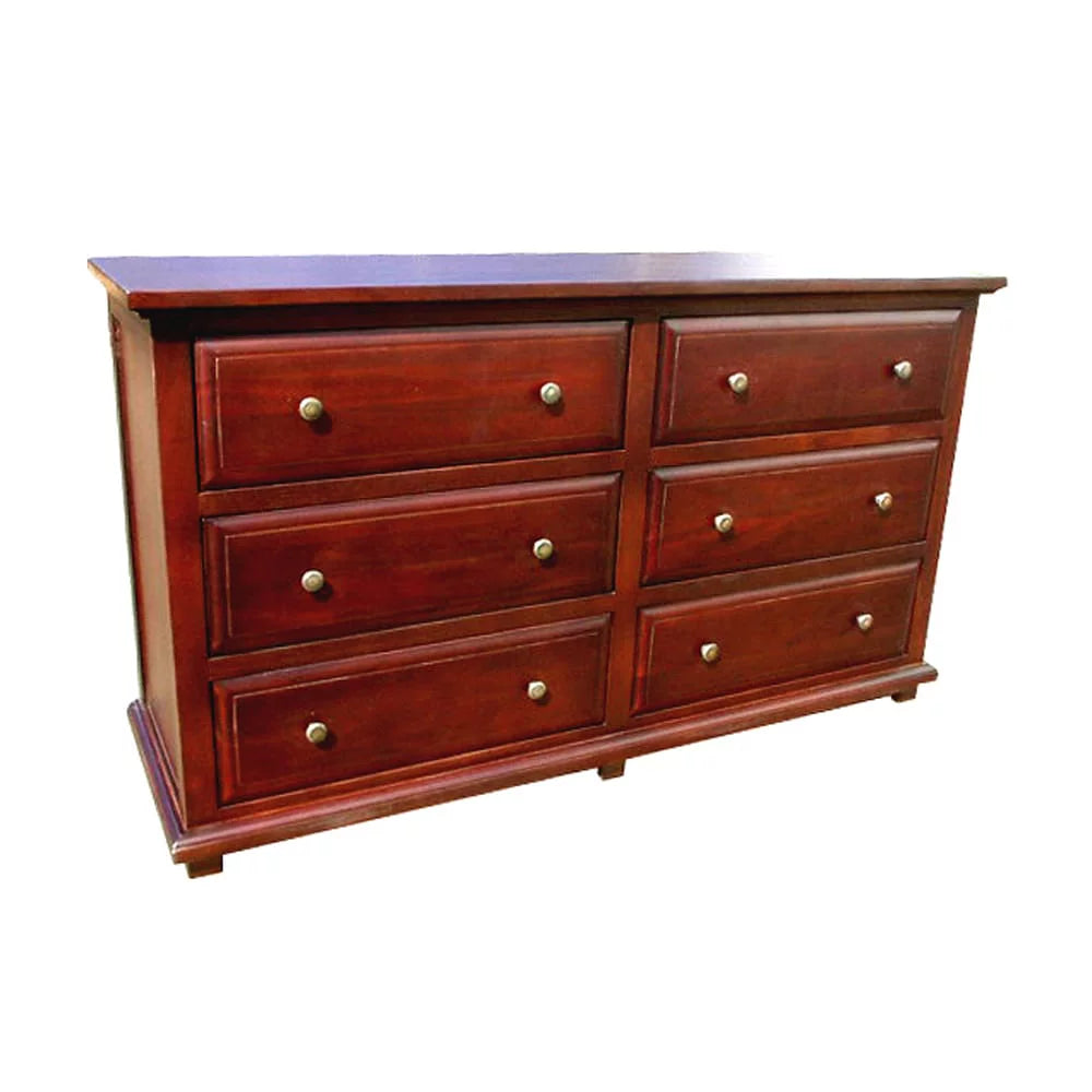 Mahogany Wood 6 Drawer Double Dresser P353454