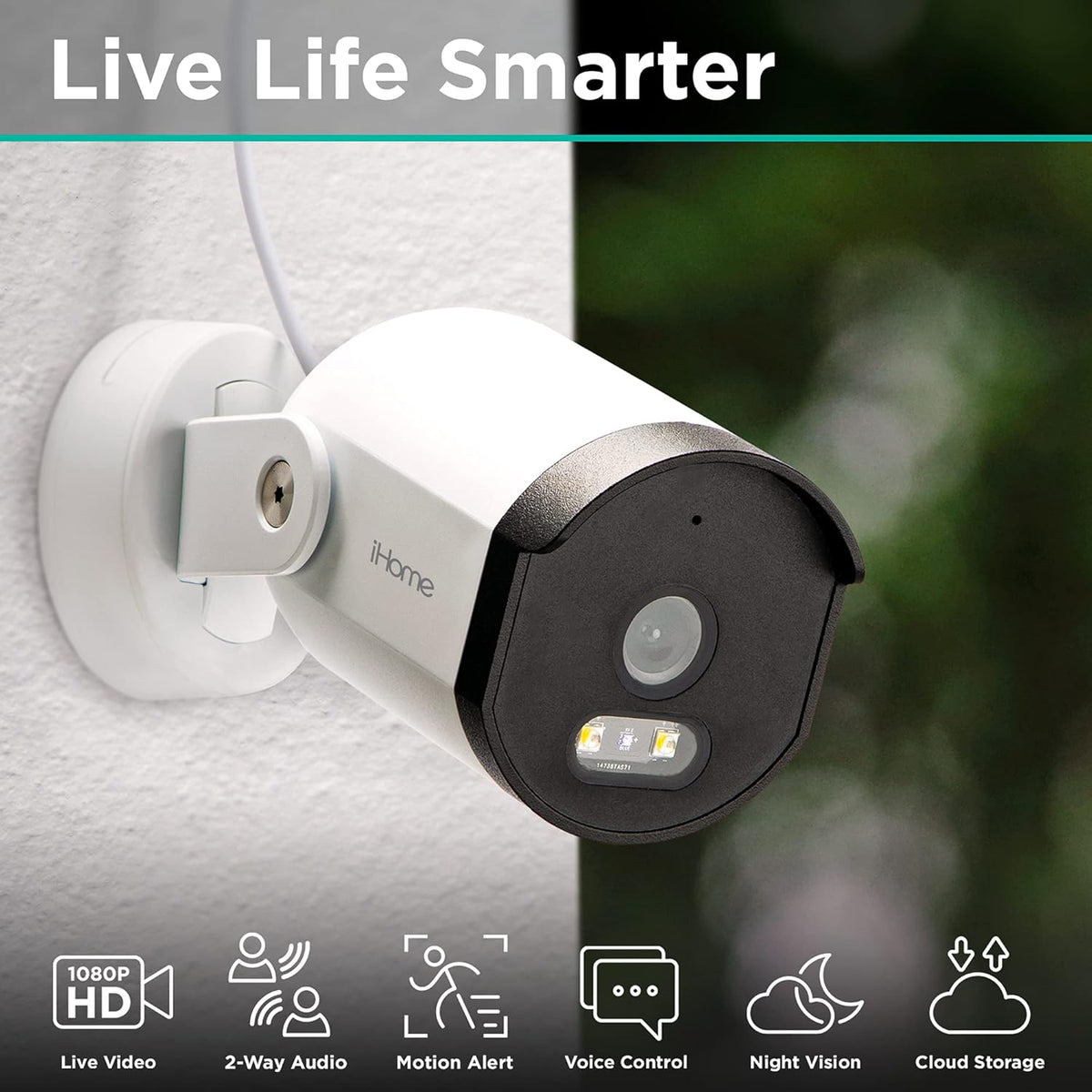 2 Pack 1080p HD IP65 Weatherproof Smart Outdoor Security Camera H3278
