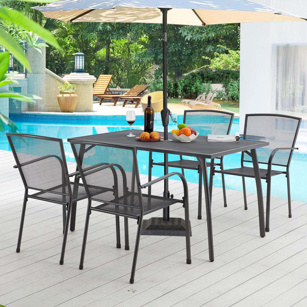 5-Piece Metal Patio Dining Set with 4 Stackable Chairs U475
