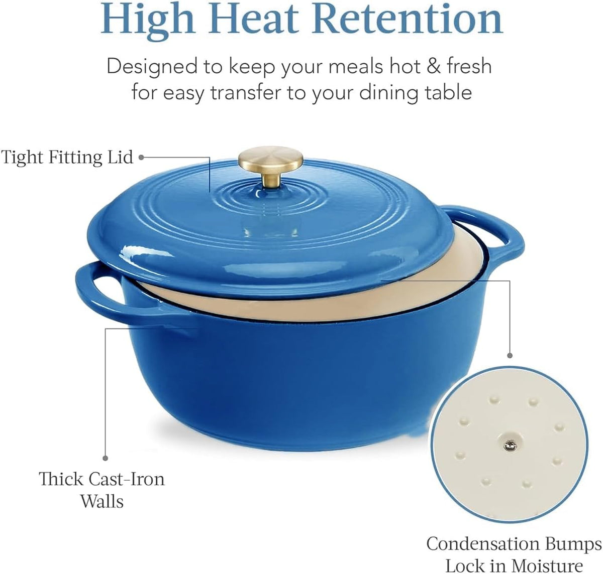 7.5 Quart Enamel Cast-Iron Round Dutch Oven with Lid Y69516