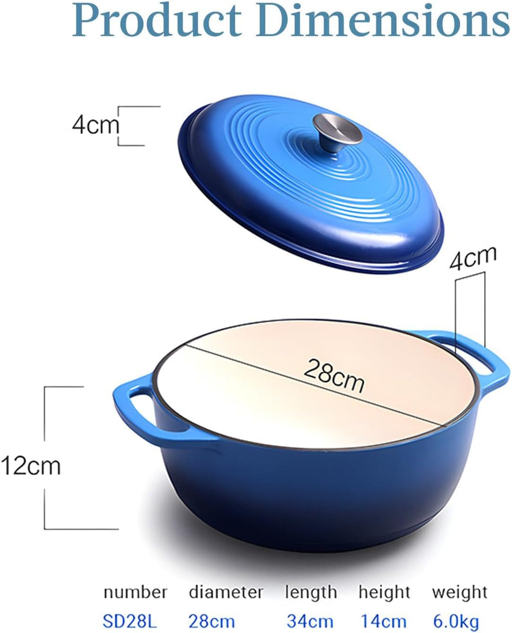 7.5 Quart Enamel Cast-Iron Round Dutch Oven with Lid Y69516