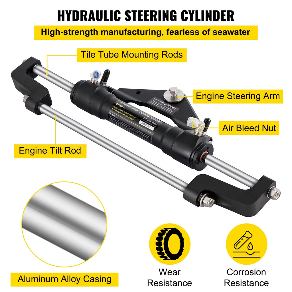 Hydraulic Outboard Boat Steering Kit 14' Hoses 300HP Helm Pump W29564