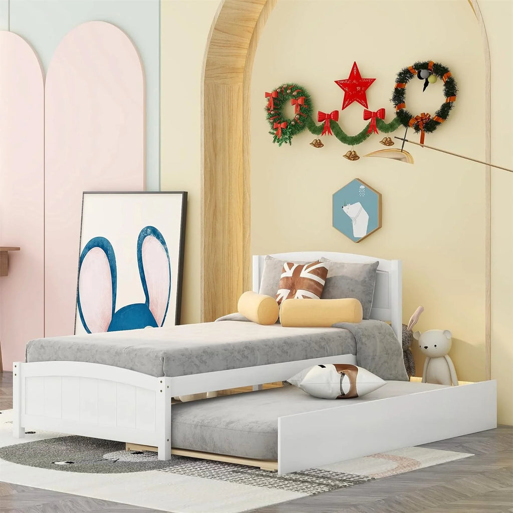 Wood Bed Frame with Headboard and Pull Handle U635037