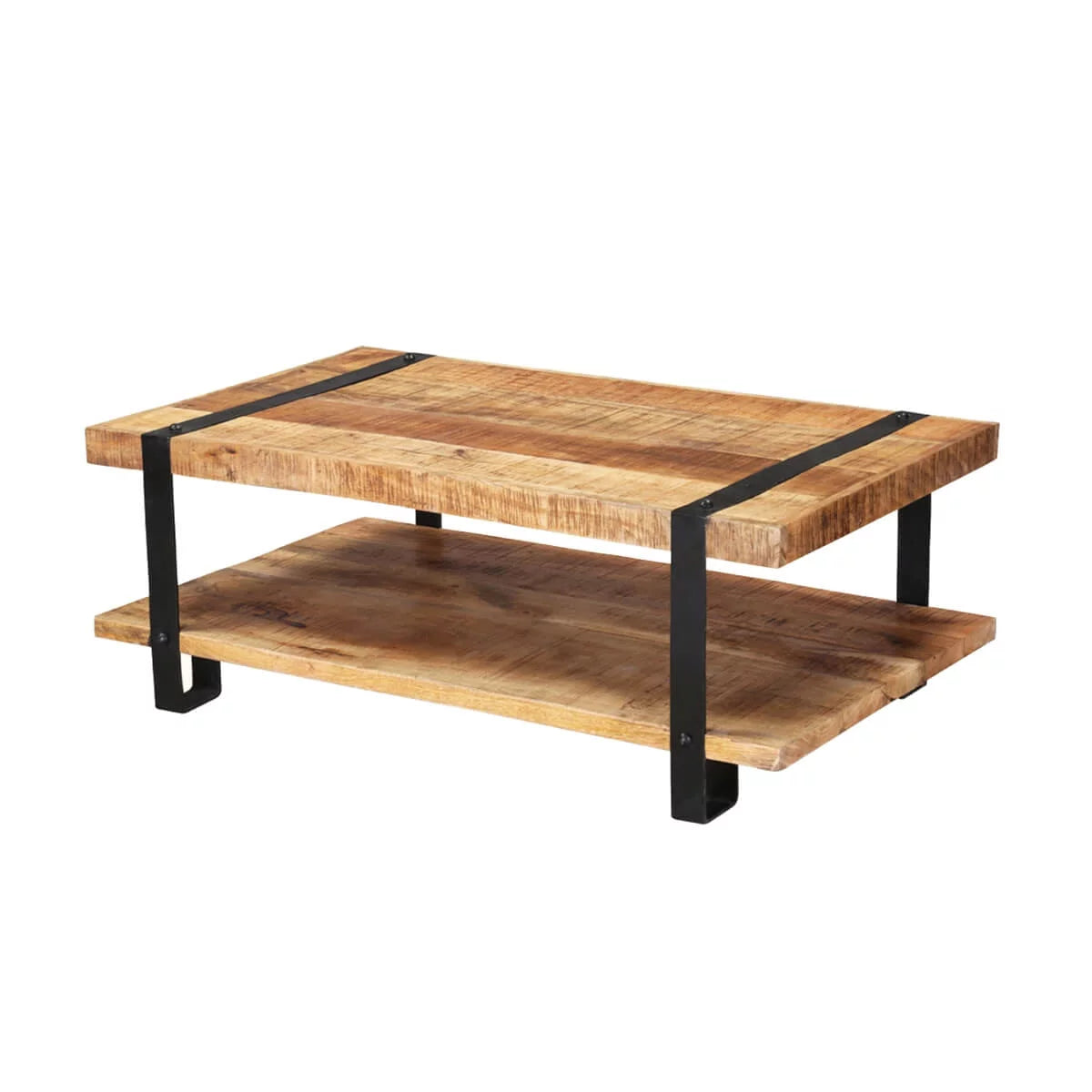 Rustic Mango Wood 2 Tier Coffee Table U839553