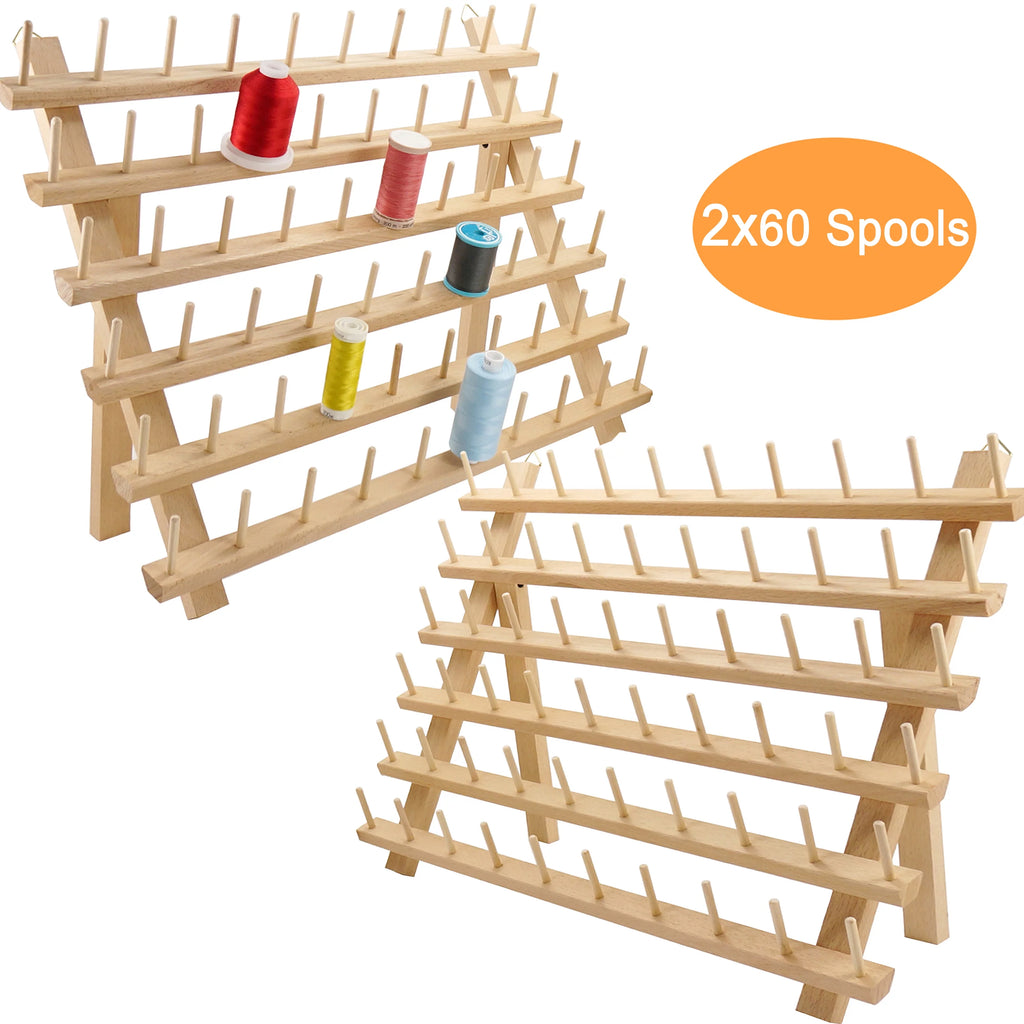 2X60 Spools Wooden Thread Rack T37656
