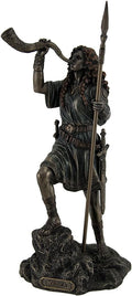 Resin Statue of Boudica Warrior Queen Holding Spear and Celtic Horn, 5 X 10.25 X 5 Inches I87979
