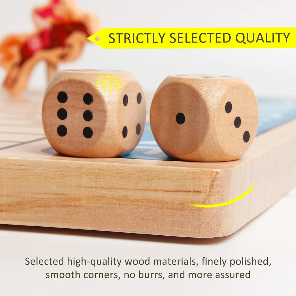 Wooden Horse Racing Game with 11 Durable Horses Dice & Cards Q551341
