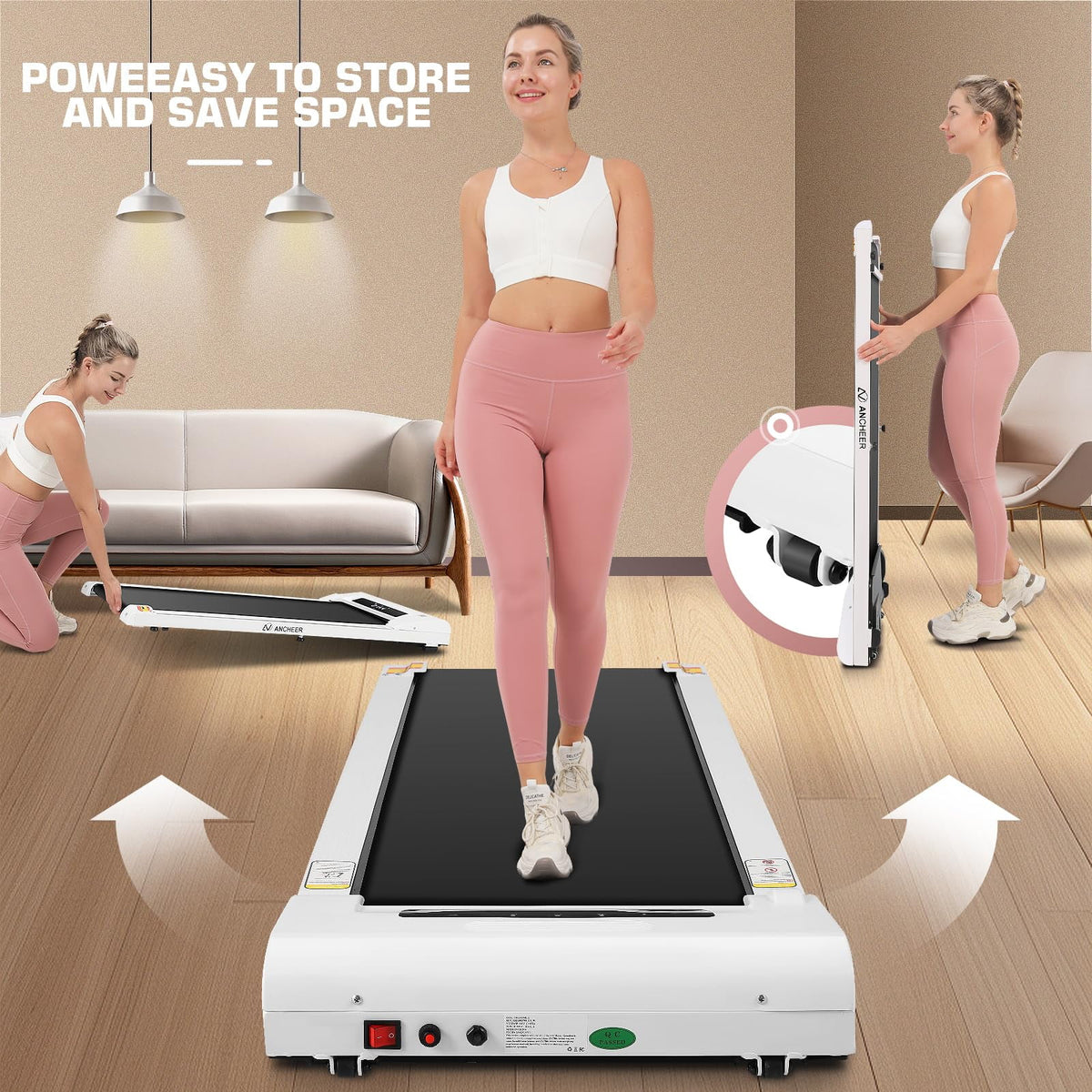 2.5HP Under Desk Treadmill with Remote Control W375