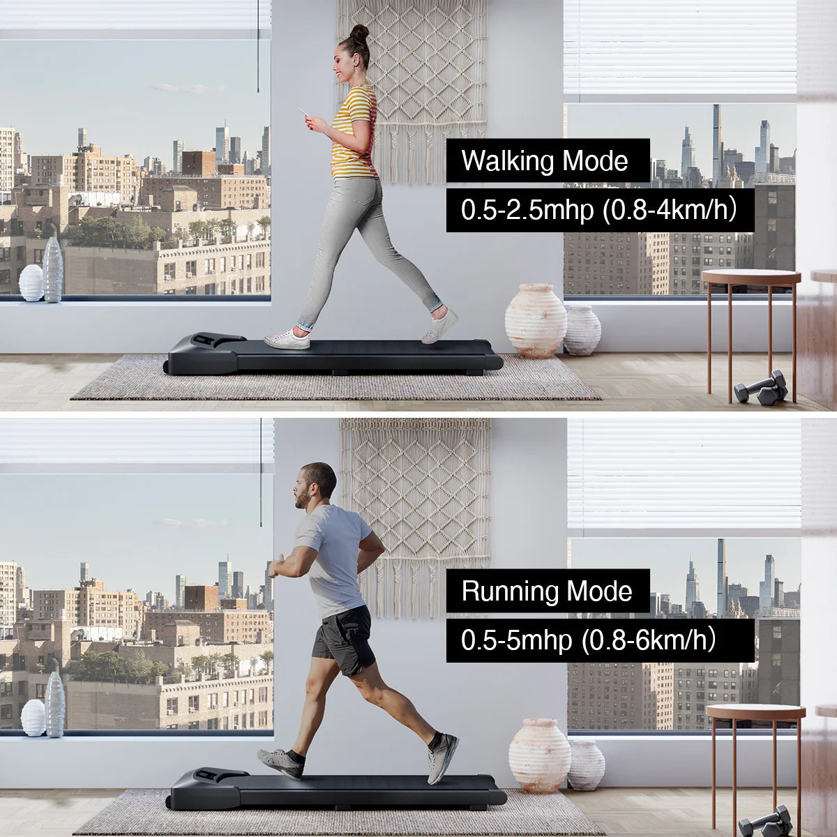 Walking Pad Under Desk Electric Treadmill White A906