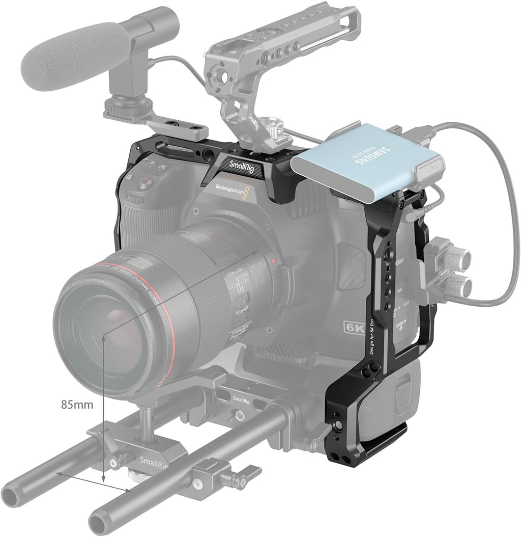 Battery Grip Cage Only for BMPCC 6K Pro with NATO Rail and Cold Shoe Mount U3890