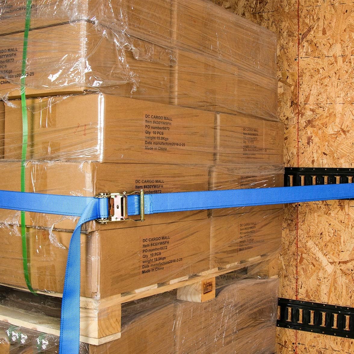 E Track Ratcheting Cargo Tie-Down Straps, Blue Polyester, 2 x 20' A480