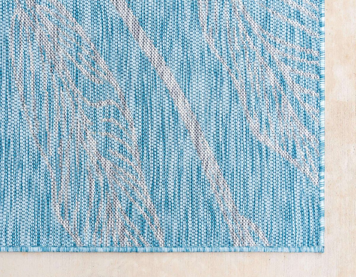 Light Aqua/Ivory 9' x 12' Rectangle Floral Botanical Rug V798