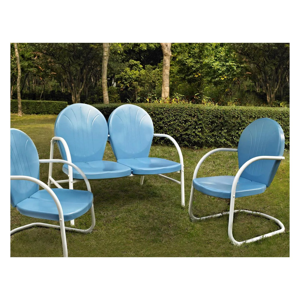 3Pc White Gloss Outdoor Metal Conversation Set V50841