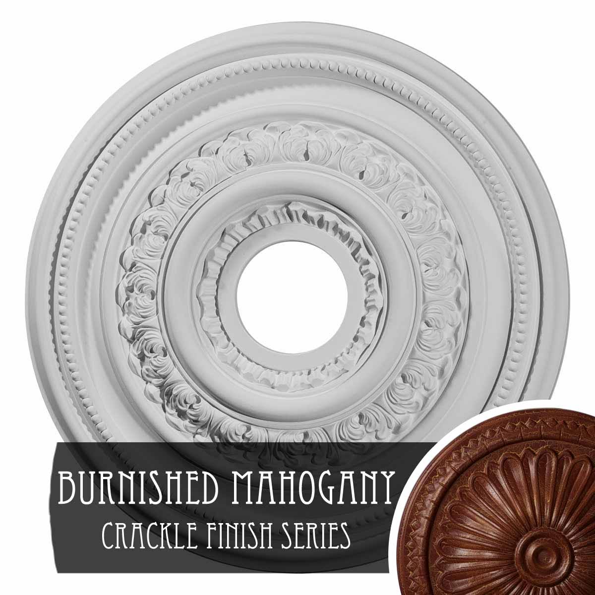 17 5/8x22OD x 3 5/8x22ID x 1 7/8x22P Hand-Painted Burnished Mahogany Ceiling Medallion A863