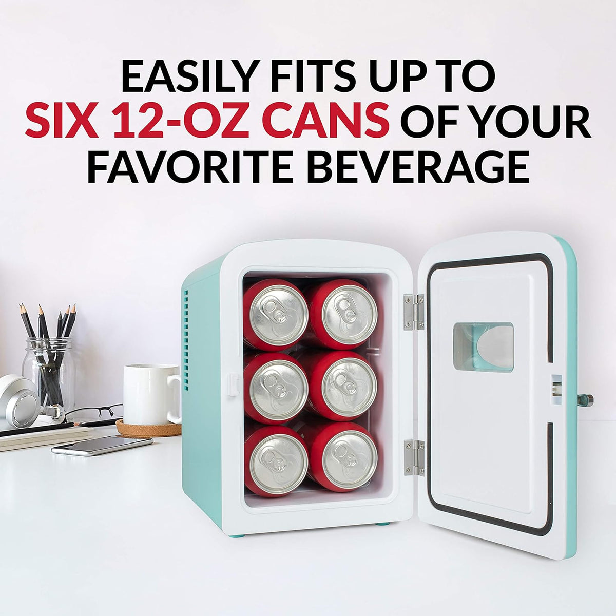 6-Can Mini Refrigerator with Carry Handle C9282
