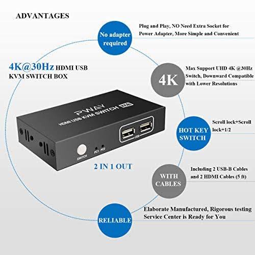2 Port HDMI KVM Switch with 2 USB and 2 HDMI Cables R719