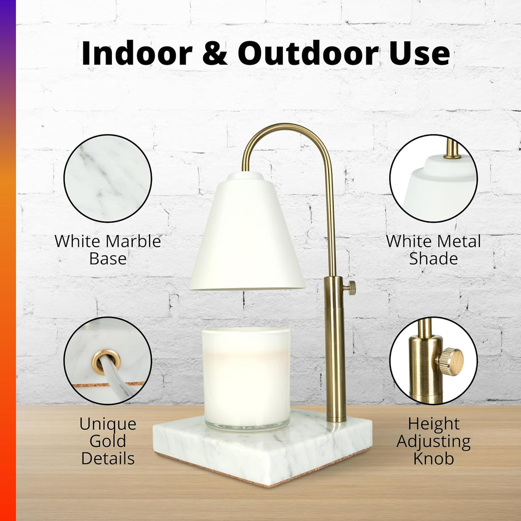 Adjustable Electric Candle Warmer with Dimmer, Marble Base, Gold Frame U320547