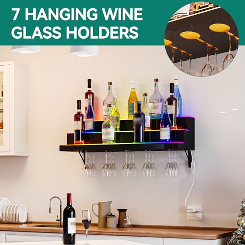 3-Tier 40-inch Acrylic Liquor Bottle Display Shelf with Wine Holder Slots X952618
