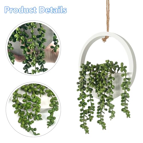 2 Pcs Artificial Hanging Succulents Plants in Pot with Lanyard J2393