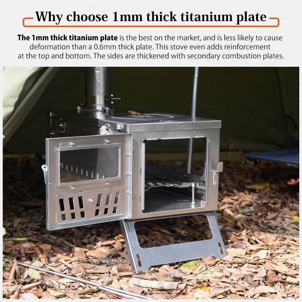15inch Wood Burning Stove Folding Portable with 9.84ft Pipes M580