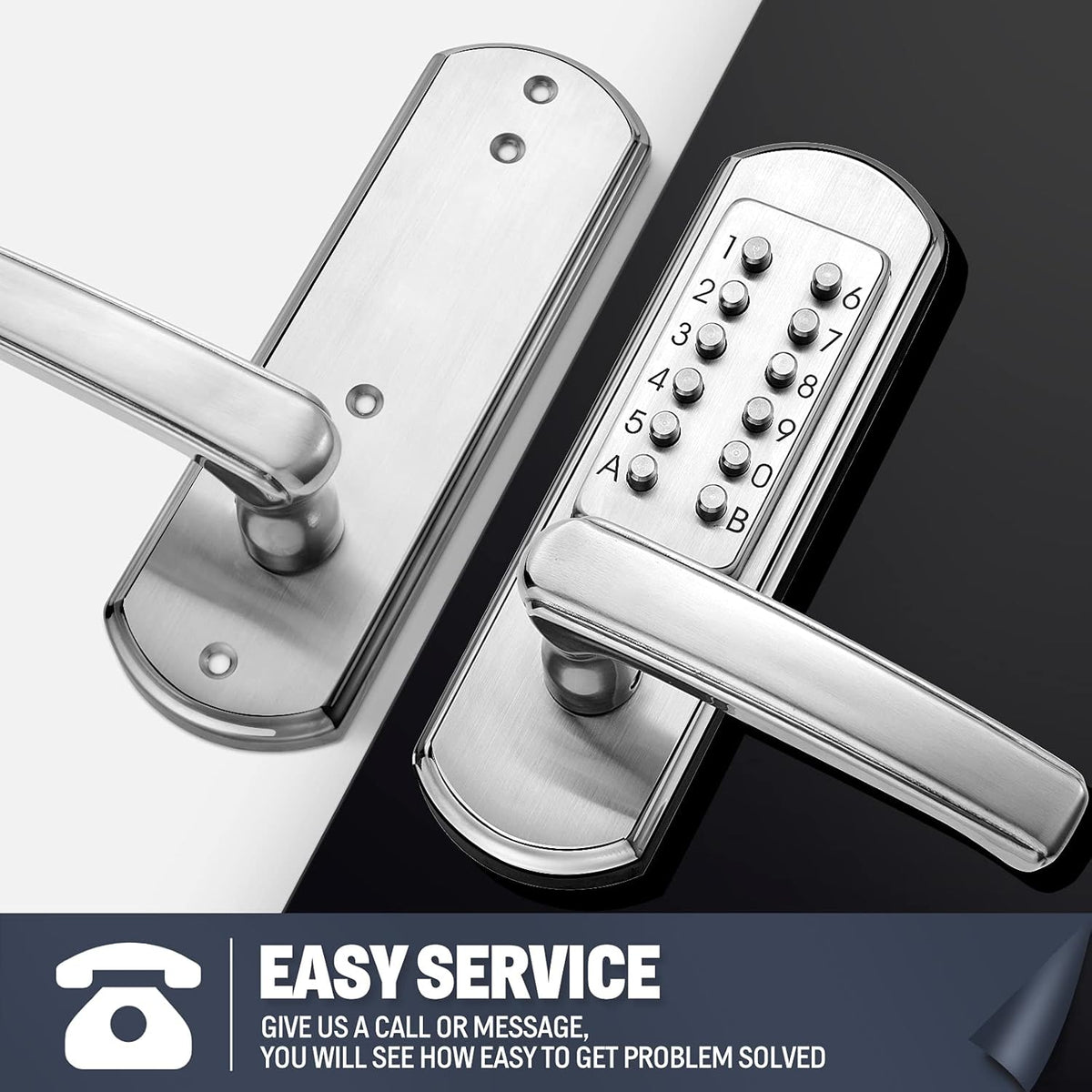 Keypad Door Lock with Handle Stainless Steel N3265