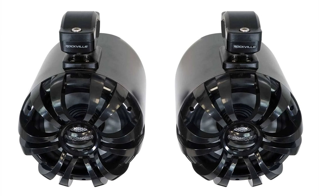 Rockville WB65 Black 6.5x22 600W Metal Marine Wakeboard Swivel Tower Speakers D87644