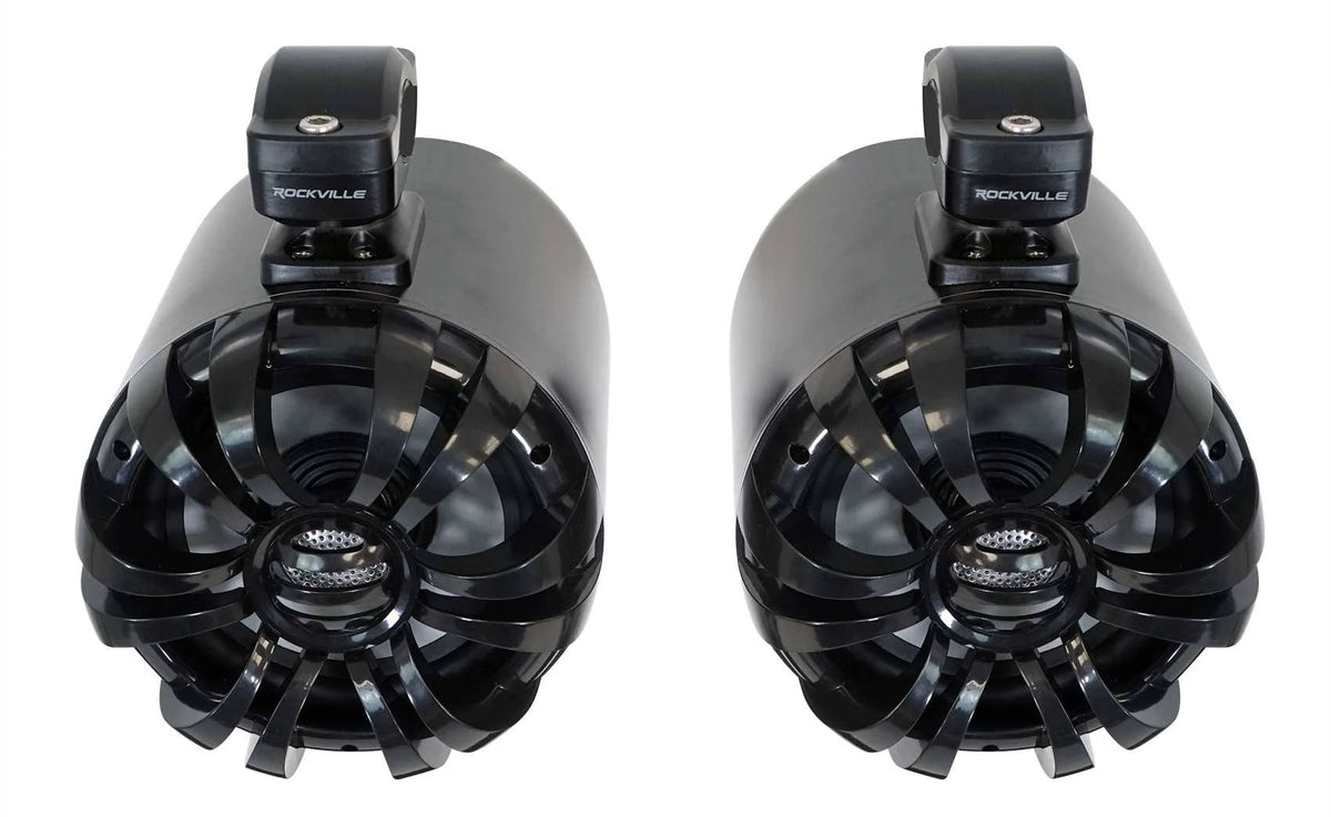 Rockville WB65 Black 6.5x22 600W Metal Marine Wakeboard Swivel Tower Speakers D87644
