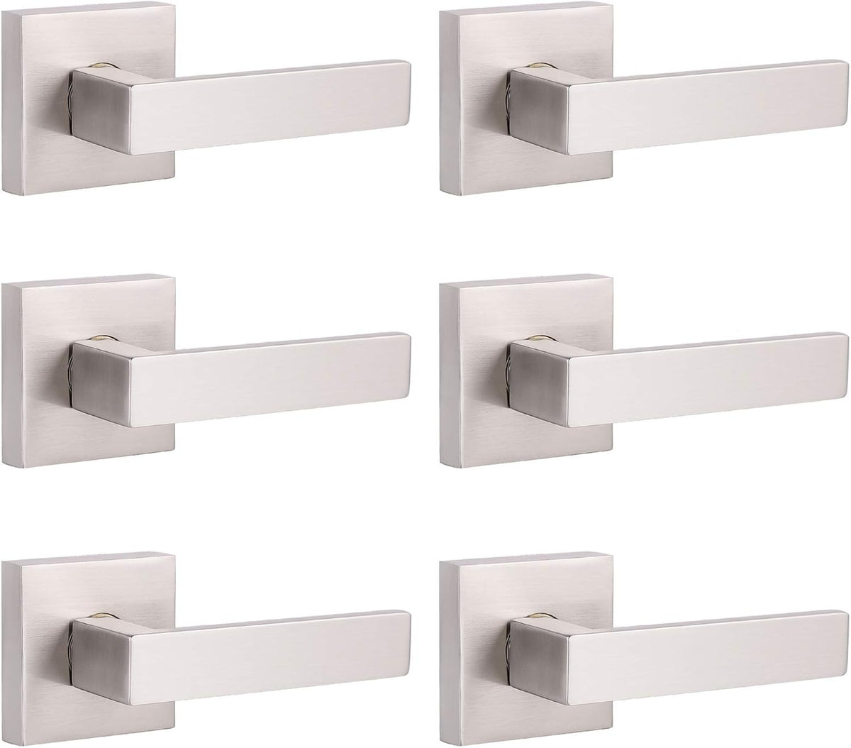 Brushed Nickel Square Entrance Door Lever with Deadbolt Locksets, 2 Pack G3441