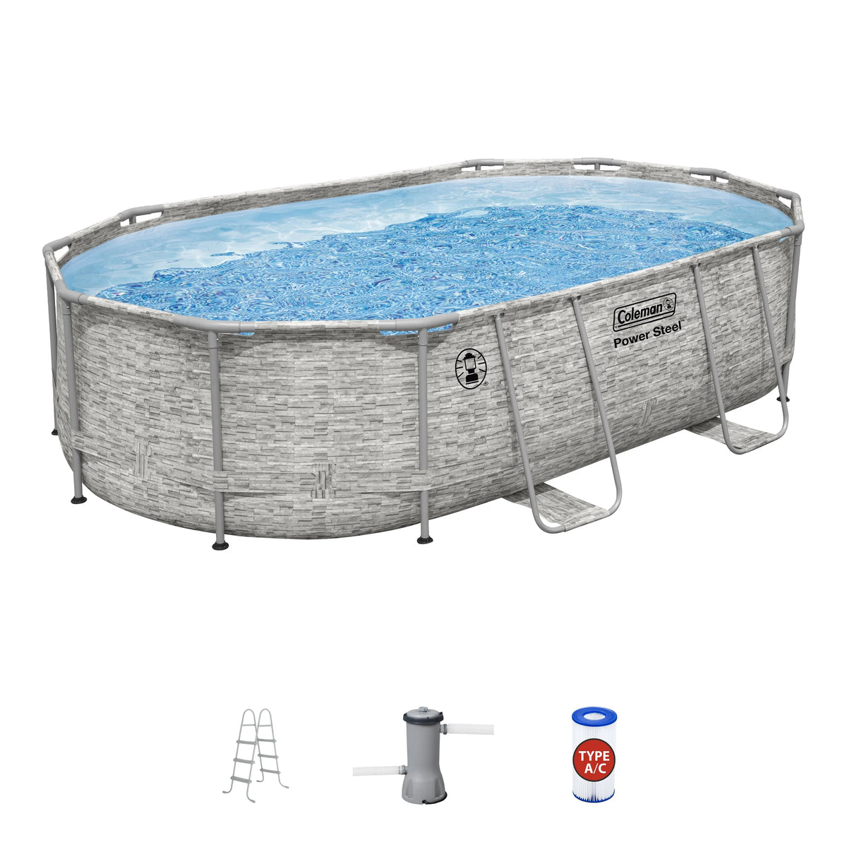 16 ft. x 10 ft. x 42 in. Oval Metal Frame Above Ground Pool Set M71573