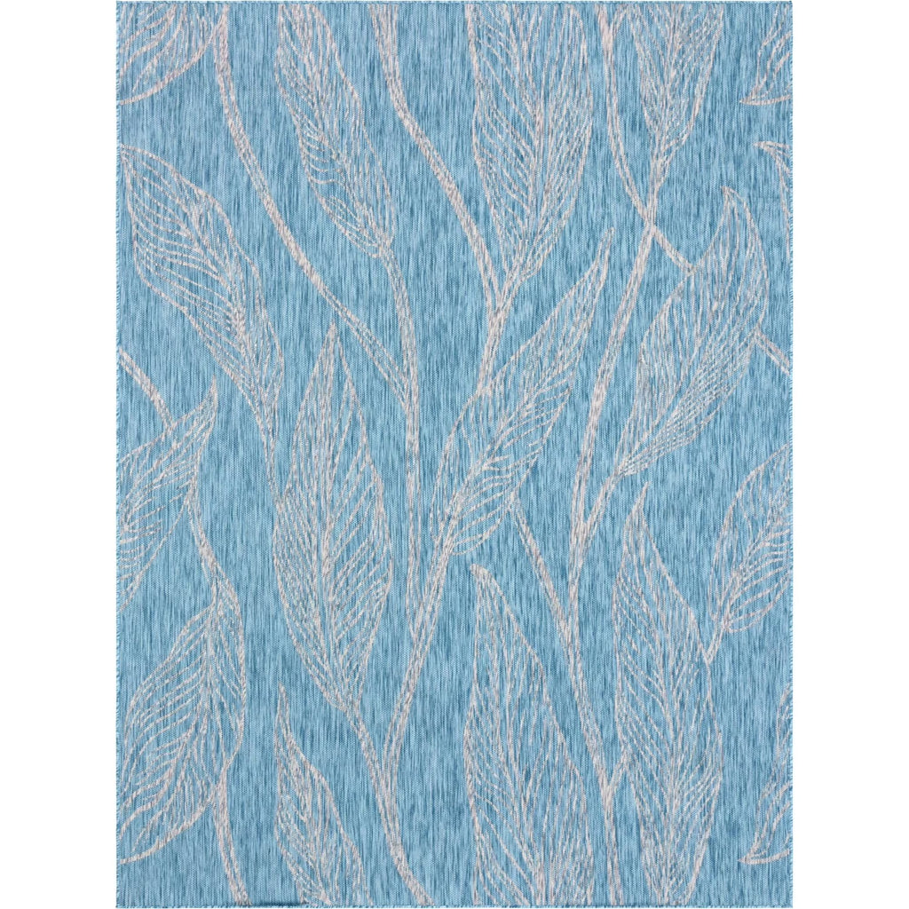 Light Aqua/Ivory 9' x 12' Rectangle Floral Botanical Rug V798