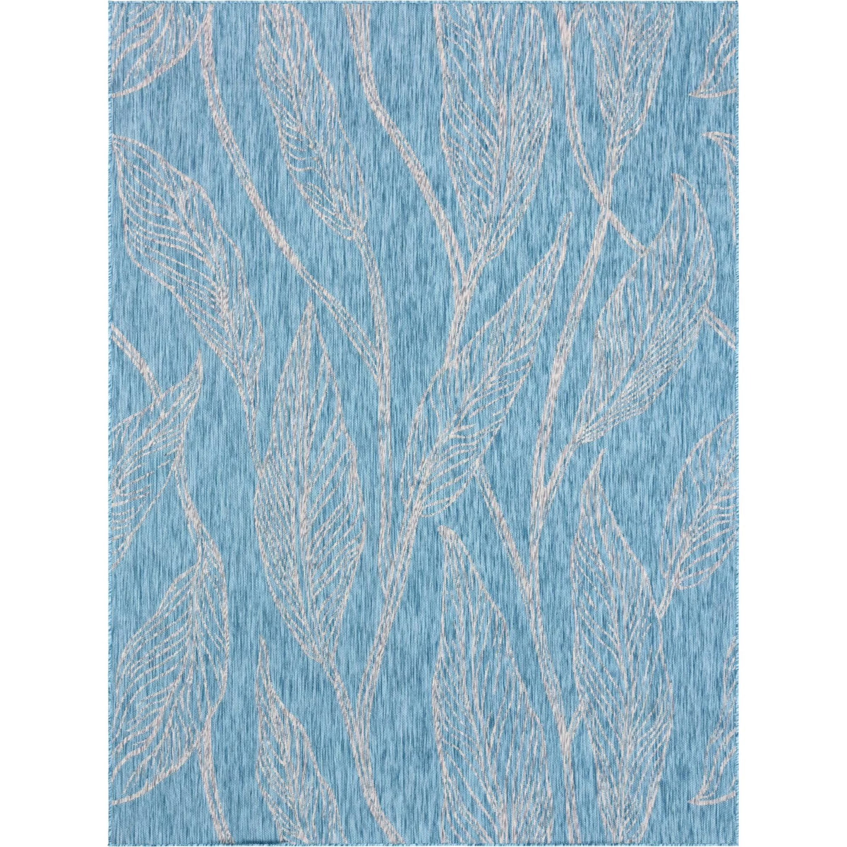 Light Aqua/Ivory 9' x 12' Rectangle Floral Botanical Rug V798