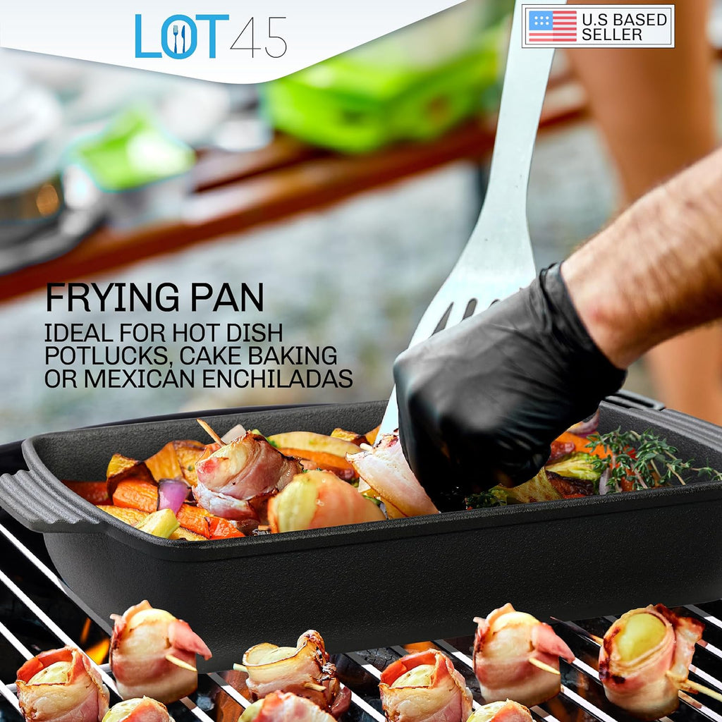 Cast Iron Casserole Dish With Lid 6 Quart Preseasoned 2 In 1 Cookware Set D418