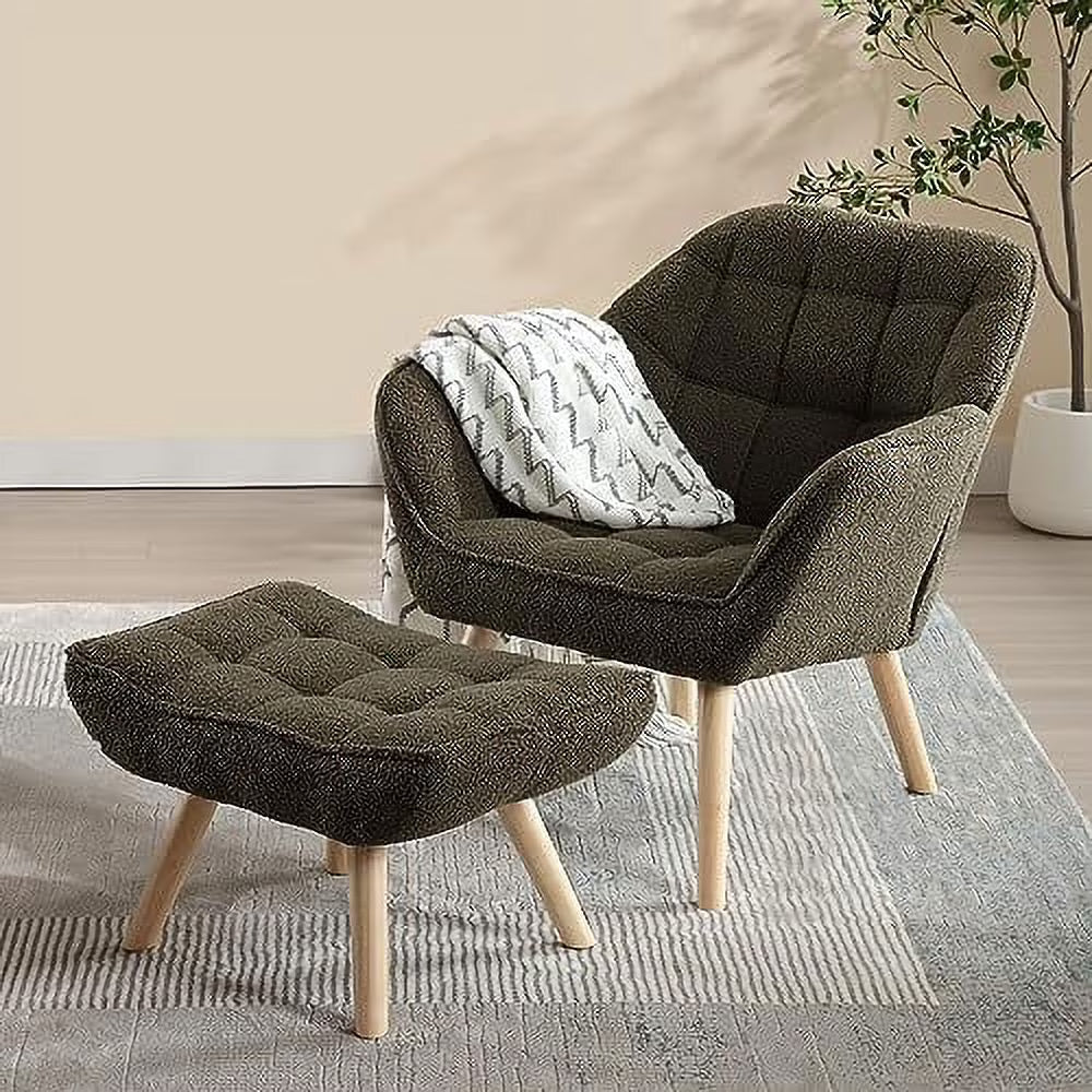 48" Small Upholstered Linen Loveseat Sofa with Wood Legs E543